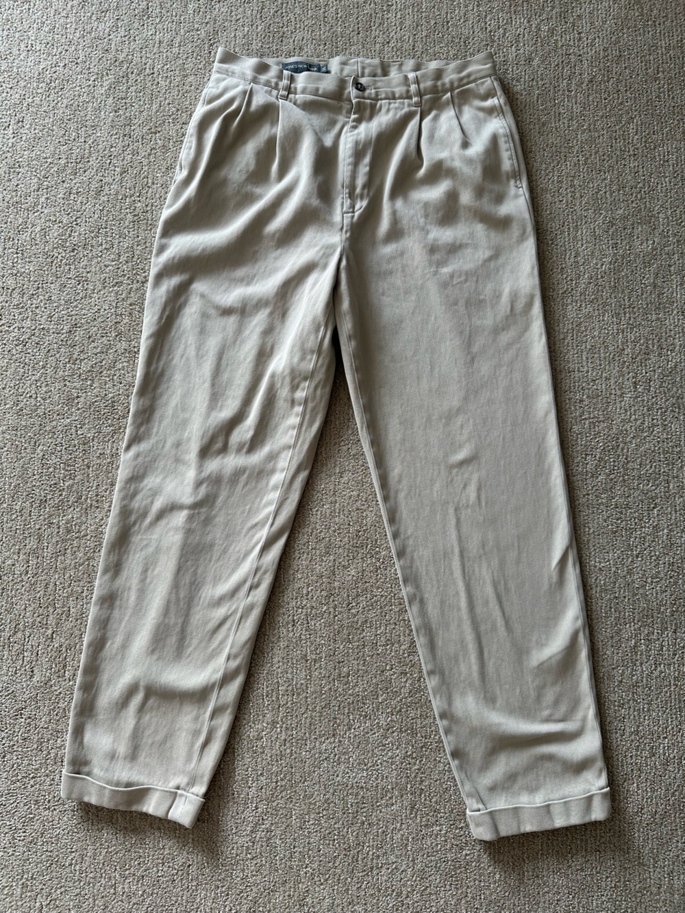Vintage Jones New York Beige Men's Casual Pleated Pants Trousers Size 34
